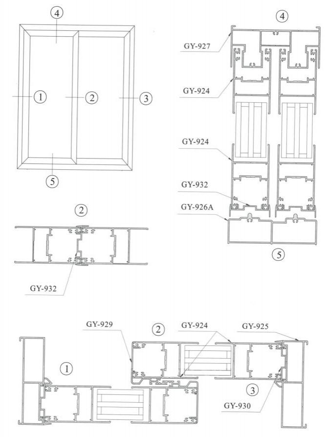 Perfil para puertas corredizas modelo 105 (GY105)